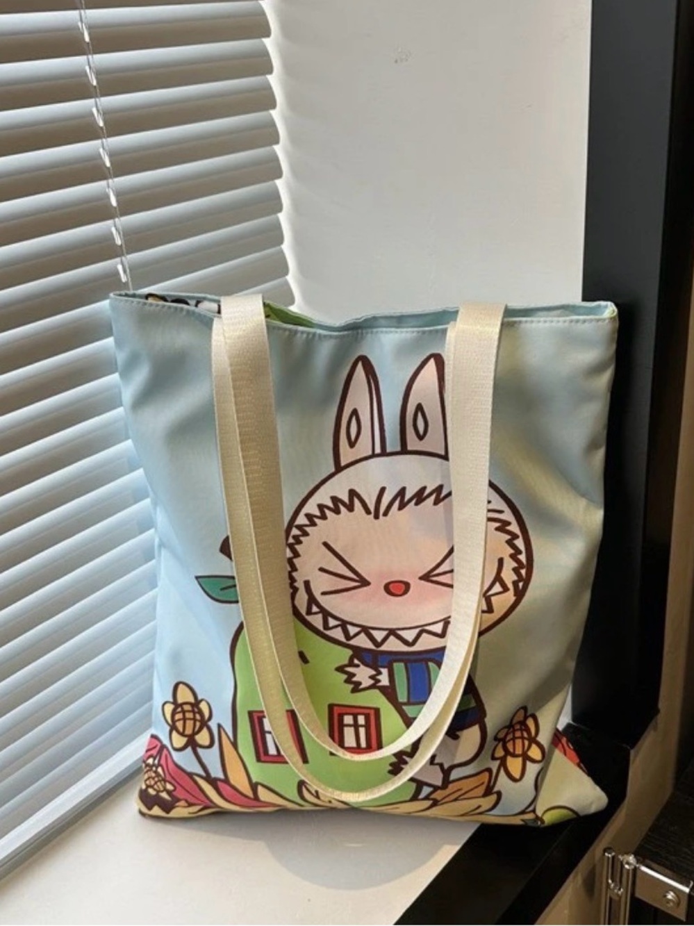 Bunny Tote Bag with Zipper Closure Shoulder Bag Shopping  Everyday Use 15” x 13”